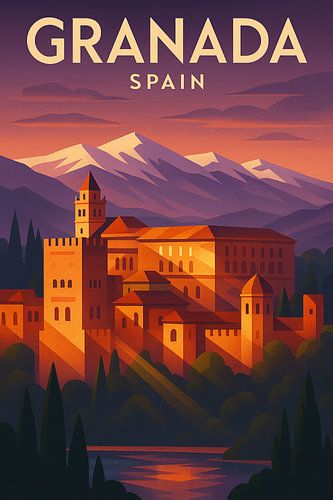 Granada Spanje Vintage Reis Poster Muur Kunst