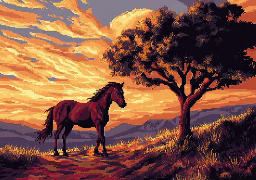 Horse - Pixel Art by Niklas Horstmann on canvas, poster, wallpaper