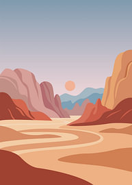 Majestic desert canyon landscape at sunset by Adam Khabibi