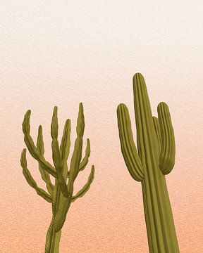 2 cactussen met de zonsondergang van Klaudia Kogut