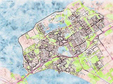 Kaart van Almere in de stijl 'Soothing Spring' van Maporia