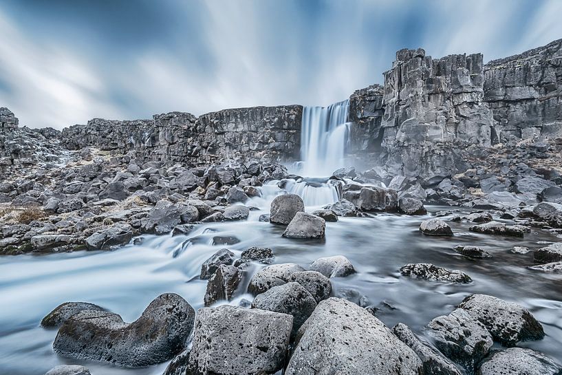 Öxarárfoss Waterval IJsland van Leon Brouwer