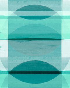 Abstract Bauhaus Forms Geometry Cyan Green sur FRESH Fine Art