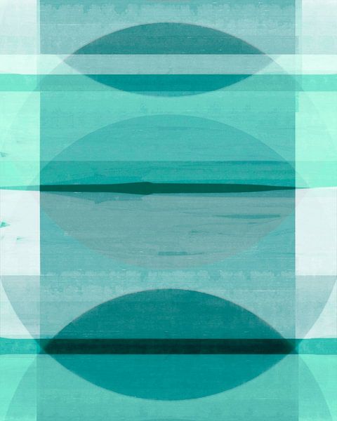 Abstracte Bauhaus Vormen Geometrie Cyaan Groen van FRESH Fine Art