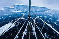 Bow of sailing ship among icebergs in Disko Bay, Greenland by Martijn Smeets thumbnail