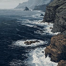 Falaises côtières spectaculaires et jeu des vagues sur Pixelbull Design