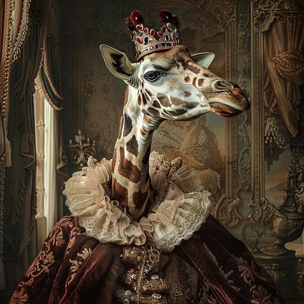 Giraffe im königlichen Barockstil von Poster Art Shop