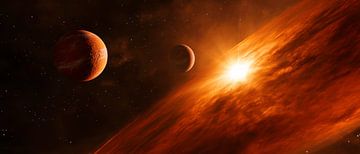 Sterrenstelsel met planeten en zon van Poster Art Shop