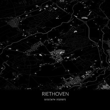 Zwart-witte landkaart van Riethoven, Noord-Brabant. van Rezona