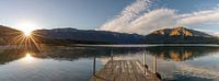 Zonsopgang bij Lake Rotoiti, NZ, Nieuw-Zeeland
