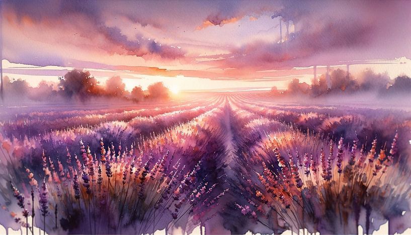 Dawn's Embrace in Lavender Fields by Chromatic Fusion Studio