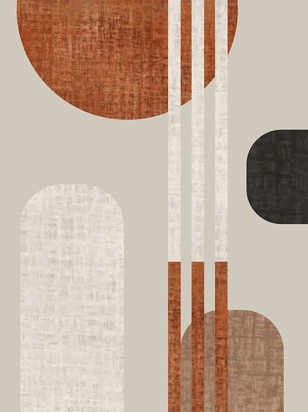 Abstracte geometrische wandkunst – set van 4 - bohemian japandi scandinavisch van Emiel de Lange
