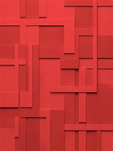 Minimal Art: Abstract shapes on linen in warm red tones