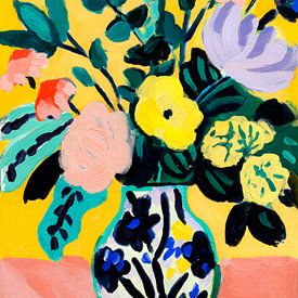 Vrolijk bloemstilleven – kleurrijke moderne schildering vol zomerse energie van But First Framing