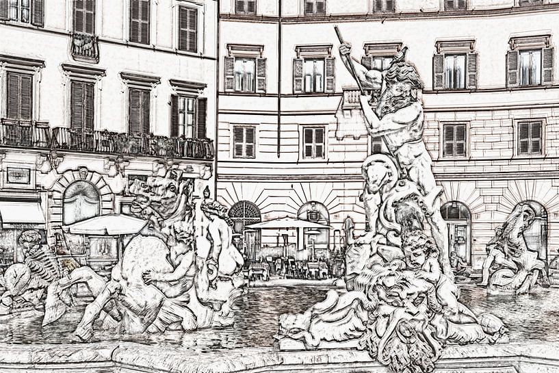 Neptune Fountain in Rome, Italy by Gunter Kirsch
