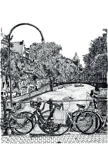 Dessin Amsterdam Centre-ville des Pays-Bas