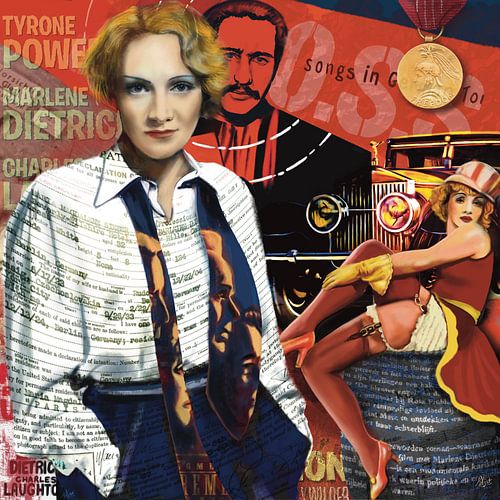 Portret van Marlene Dietrich, Mixed Media