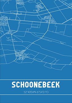 Blauwdruk | Landkaart | Schoonebeek (Drenthe) van MijnStadsPoster