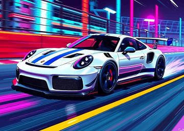 Porsche 911 GT3 RS Wit met blauwe strepen van MIROKKU