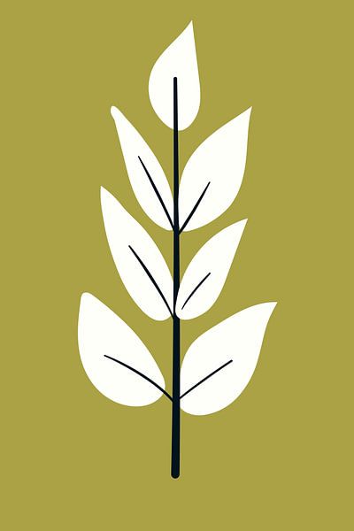 Minimalist Leaf Olive Green Illustration by ComfortQ