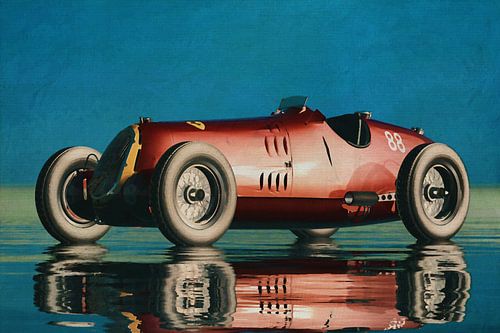 Schilderij van de Alfa Romeo 8C uit 1935