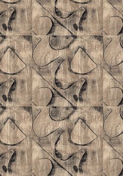 Brutalistisch patroon. Abstracte geometrische vormen in neutrale kleuren. van Dina Dankers
