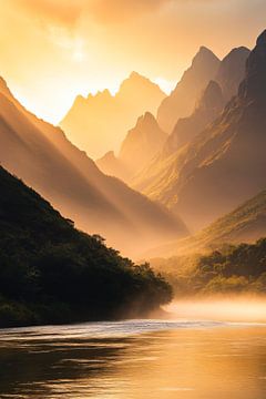 Berglandschap zonsondergang van Poster Art Shop