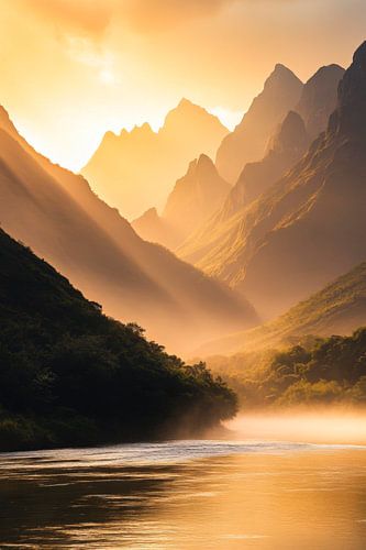 Berglandschap zonsondergang
