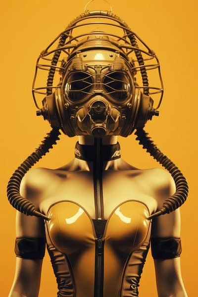 Digital erstellt sehr schöne sexy Frau mit bizarren Fetisch Maske in hallo Mode-Stil von Art Bizarre