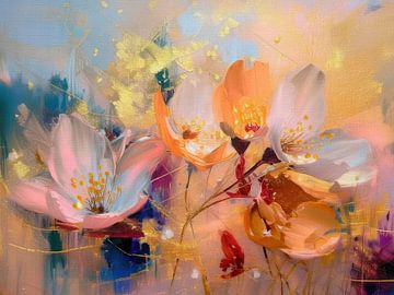 Zomers schilderij van de Bloesem van de Braamstruik van Studio Pieternel