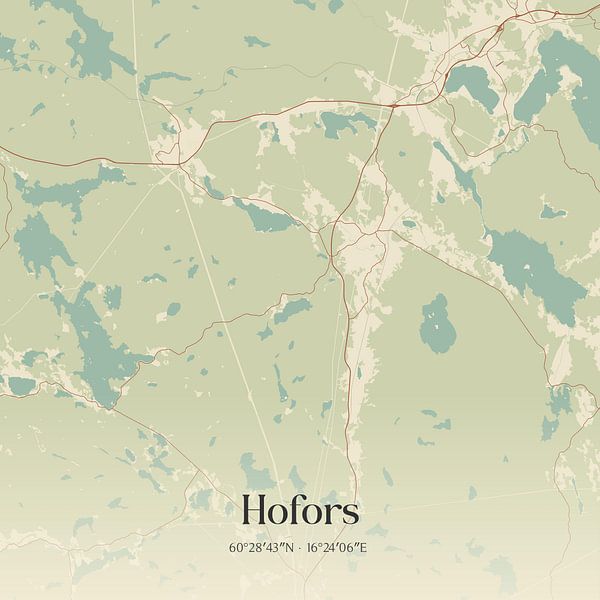 Alte Karte von Hofors, Schweden. von Ortsdrucke