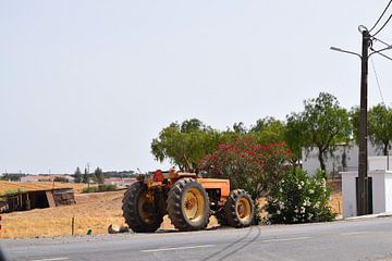 Tractor tijdens pauze van werken op de wijngaard in Portugal van Studio LE-gals