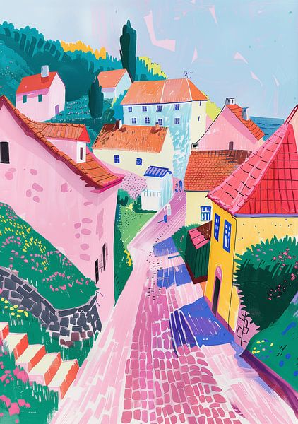 Colourful village by Artsy