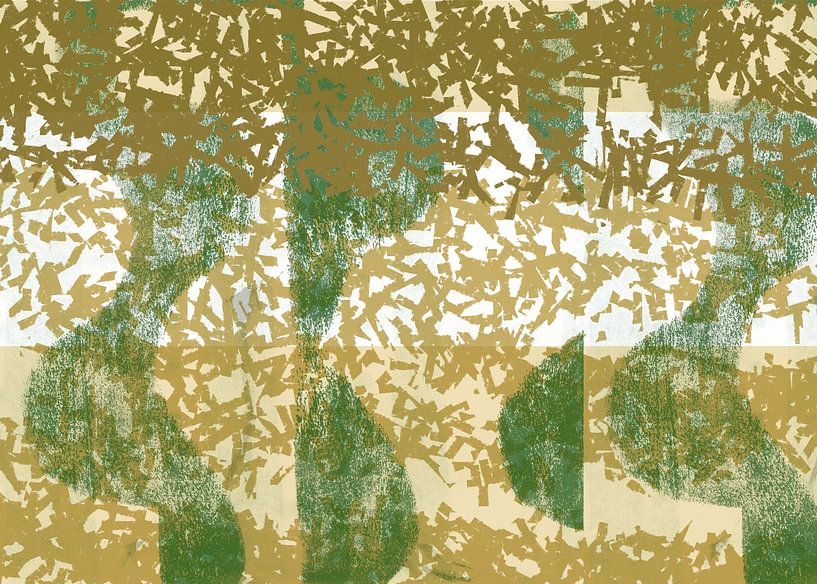 Moderne abstrakte Kunst. Formen in Grün- und Gelbtönen von Dina Dankers