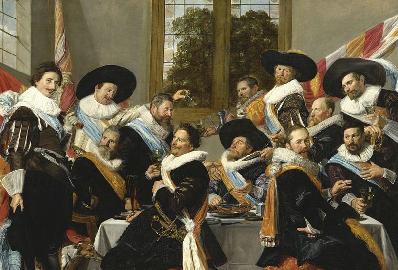 Bankett der Offiziere der St. Adrian-Bürgerwehr (die Kalvinisten), Frans Hals von Meesterlijcke Meesters