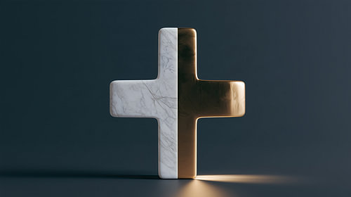 Kruis sculptuur marmer-goud