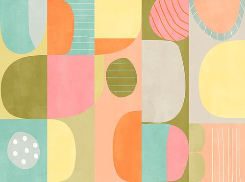 Retro abstracte kleurblokken van Georgia Chagas