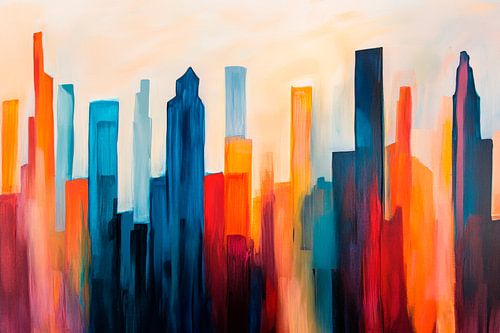 Silhouettes colorées d'un paysage urbain