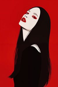 Gotische dame in zwart en rood van Frank Daske | Foto & Design
