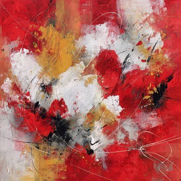 Abstrakte Malerei in Rot, Schwarz und Gold - Ausdrucksstarke moderne Wanddekoration von Joriali Abstrakte Kunst