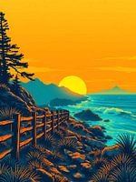Sunset Coastal Path – Vibrant Landscape Wall Print