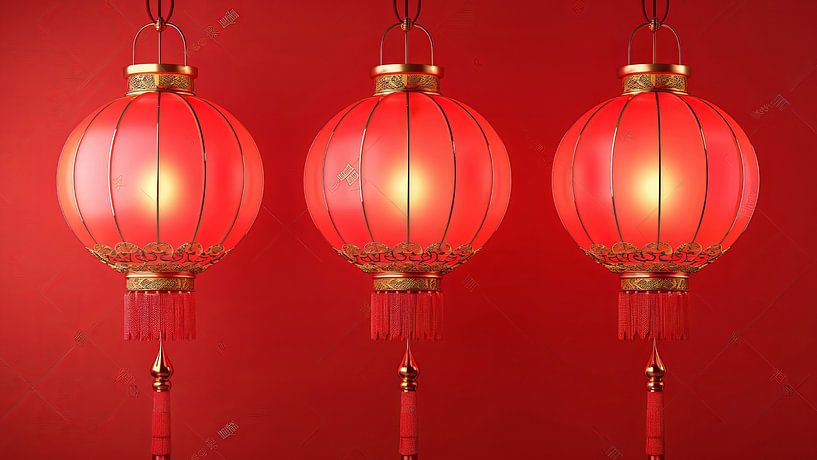Elementen in het nieuwe jaar rode lantaarns Chinese Aziaten van de-nue-pic