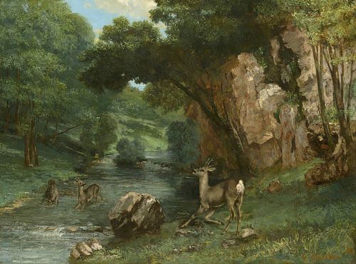 Reeën bij een beek, Gustave Courbet