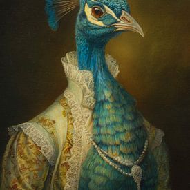 Porträt eines Pfaus in reicher Tracht, königlichen Farben und klassischer Eleganz von But First Framing