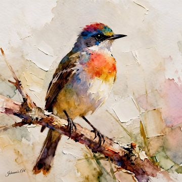 Schöne Vögel der Welt - Vielfarbiger Binsen-Tyrann3 von Johannas Art Creations