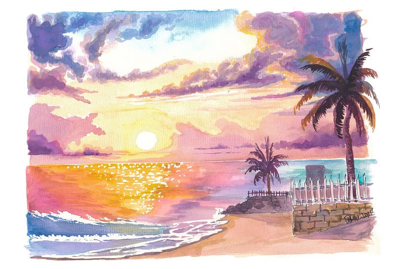 Chill sunset over Barbados West Indies Beach Scene by Markus Bleichner