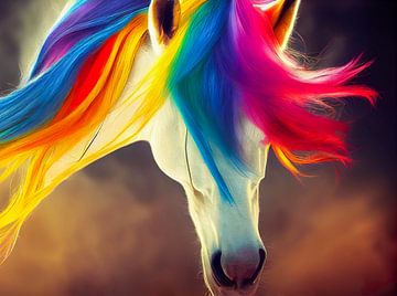 Schilderij Paard met Gekleurd Haar,Illustratie van Animaflora PicsStock