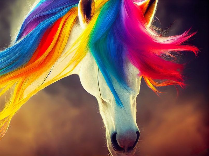 Gemälde Pferd mit Bunten Haaren,Illustration von Animaflora PicsStock