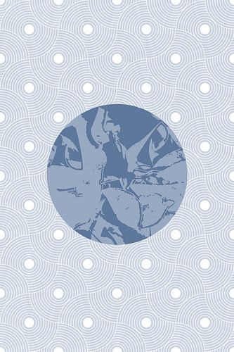 Ikigai. Abstracte minimalistische Zen kunst. Japanse stijl in blauw VI