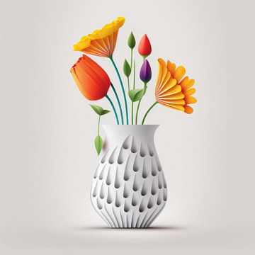 Kreative weiße Vase mit Blumen von Natasja Haandrikman